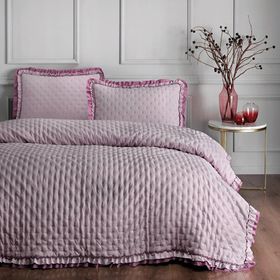 Linens Scarlett Lila Çift Kişilik Yatak Örtüsü Seti