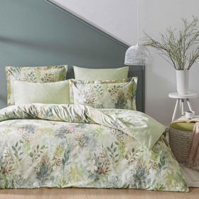 Linens Wisteria Pamuk Saten Yeşil Çift Kişilik Nevresim Takımı