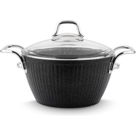 Lines Maya İndüksiyon Metal Kulp Siyah 22 cm Taban Granit Desenli Derin Tencere