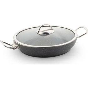 Lines Menemen Aşkı Cam Kapaklı 26 cm Siyah Granit Tava