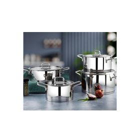 Lines Metal Kulplu 8 Parça Silver Çelik Tencere Seti