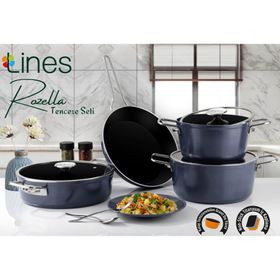 Lines Rozella Gri 7 Parça Titanyum Tencere Seti