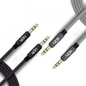 Linktech A580 3.5 mm 2 m AUX Kablo Örgü Ses Aktarım Kablosu
