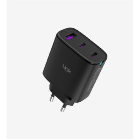 Linktech C317 Siyah Safe 3 Çıkışlı 45W Hızlı Şarj Adaptörü ve Şarj Aleti