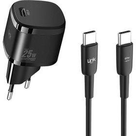 Linktech G826 Supper Silicon Tech Siyah 25W PD USB-C Şarj Aleti