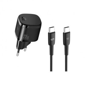 Linktech G826 Supper Silicon Tech Siyah 25W PD USB-C Şarj Aleti