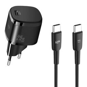 Linktech G826 Supper Silicon Tech Siyah 25W PD USB-C Şarj Aleti