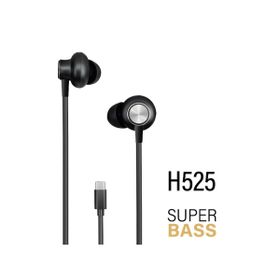 Linktech H525 Premium Siyah Süper Bas Kulak İçi Type-C Kablolu Kulaklık
