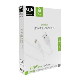 Linktech K449 1 mt 2.4A Beyaz Strong Lightning USB Data Şarj Kablosu