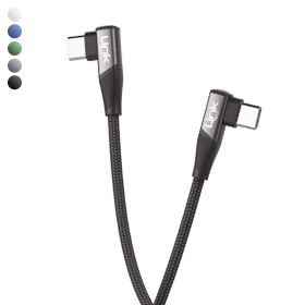 Linktech K595 Safe Mavi 60W 1.5 mt Type-C-Type-C 90 Derece Data Şarj Kablosu