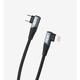 Linktech K596 Örgülü Dirsekli Metal Başlı 150 cm Lightning Type-C 30 W Gri Şarj Kablosu