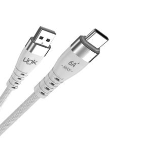 Linktech K654 Premium 120 W Örgülü Metal Başlı Type-C Şarj Kablosu