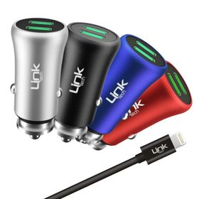 Linktech M582 12W 2.4A Metal Araç Şarj Aleti ve iPh Lightning Kablo Set
