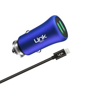 Linktech M582 12W 2.4A Metal Araç Şarj Aleti ve iPh Lightning Kablo Set