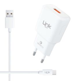 Linktech T443 1.2 mt 12W 2.4A QC 3.0 Hızlı Şarj Aleti Type-C Kablo Set