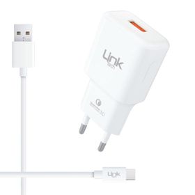 Linktech T443 1.2 mt 12W 2.4A QC 3.0 Hızlı Şarj Aleti Type-C Kablo Set