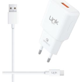 Linktech T443 1.2 mt 12W 2.4A QC 3.0 Hızlı Şarj Aleti Type-C Kablo Set
