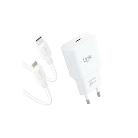 Linktech T447E Strong Eco 12W Type-C Şarj Aleti ve Type-C To Lightning Kablo Set
