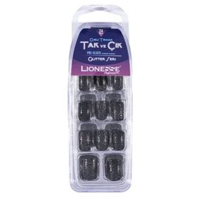 Lionesse 4432 Siyah Simli Glitter Seri Takma Tırnak