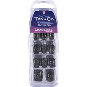 Lionesse 4432 Siyah Simli Glitter Seri Takma Tırnak