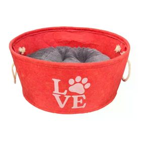 LionPets Keçe 45 cm Kırmızı Kedi ve Köpek Yatağı