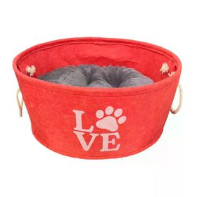 LionPets Keçe 50 cm Kırmızı Kedi ve Köpek Yatağı