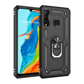 LionTech Samsung Galaxy A50 Zırh Koruma Yüzüklü Standlı Armor Ekran Koruma Kırmızı Silikon Kılıf
