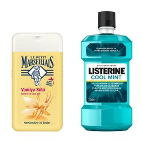 Listerine Cool Mint Ağız Bakım Suyu 250 ml+Le Petit Marseillais Vanilya Sütü Duş Jeli 250 ml