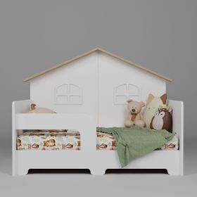 Little Dreams Montessori 80x130 cm Beyaz Arkası Çatılı Karyola