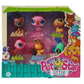 Littlest Pet Shop Neşeli Minişler 6'lı Miniş Ailesi Pet Star Pembe Kuşlu Set Oyuncak