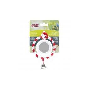 Living World Zilli Aynalı Kırmızı Halka Kuş Oyuncağı