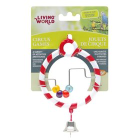 Living World Zilli Boncuklu Kırmızı Halka Kuş Oyuncağı