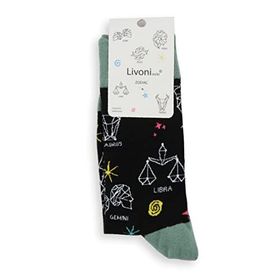 Livoni Cotton Regular Socks with Colorful and Fun Designs 35-38 Zodiac Unisex Çorap