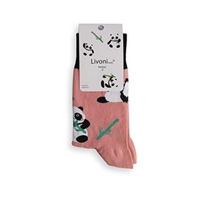 Livoni Cotton Regular Socks With Colorful and Fun Designs Fluffy Panda Unisex Çorap