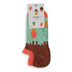 Livoni Cotton Sneaker Socks With Colorful and Fun Designs Faces Low Socks Unisex Çorap