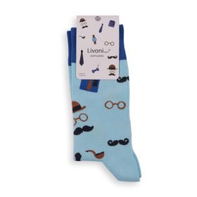 Livoni Unisex Cotton Regular Socks with Colorful and Fun Designs 43-46 Gentleman- Regular Socks