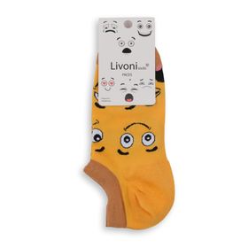 Livoni Unisex Cotton Sneaker Socks with Colorful and Fun Designs 43-46 Faces-Low Socks