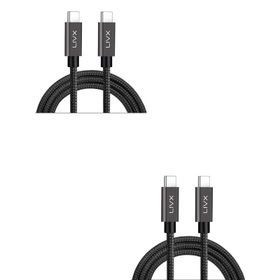 LivX İkili Paket Solid Halat Örgülü Space Gray 100W 5A Type C to Type C PD 2.0 5 Gbps 50 cm Hızlı Şarj ve Data Kablosu