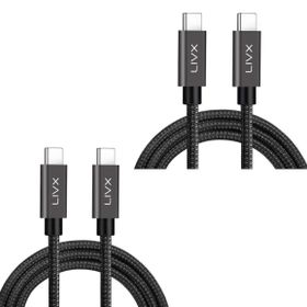 LivX İkili Paket Solid Halat Örgülü Space Gray 100W 5A Type C to Type C PD 2.0 5 Gbps 50 cm Hızlı Şarj ve Data Kablosu