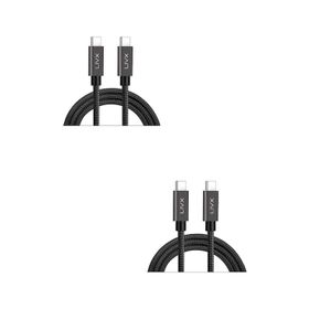 LivX İkili Paket Solid Halat Örgülü Space Gray 100W 5A Type C to Type C PD 2.0 5 Gbps 50 cm Hızlı Şarj ve Data Kablosu