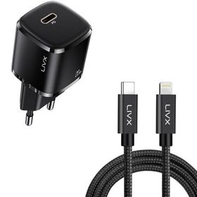 LivX Rapid 20W USB-C Mini PD Hızlı Şarj Cihazı Güç Adaptörü ve 1 m iPhone Şarj Kablosu