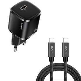 LivX Rapid 20W USB-C Mini PD Hızlı Şarj Cihazı Güç Adaptörü ve 50 cm Hızlı Şarj ve Data Kablosu