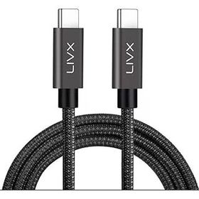 LivX Solid 100W 5A Type C to Type C PD 2.0 5 Gbps 50 cm Halat Örgülü Space Gray Hızlı Şarj ve Data Kablosu