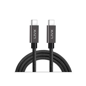 LivX Solid 100W 5A Type C to Type C PD 2.0 5 Gbps 50 cm Halat Örgülü Space Gray Hızlı Şarj ve Data Kablosu