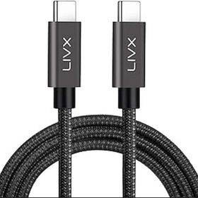 LivX Solid 100W 5A Type C to Type C PD 2.0 5 Gbps 50 cm Halat Örgülü Space Gray Hızlı Şarj ve Data Kablosu