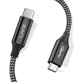 LivX TH01 Action Thunderbolt 4 Type C Kablo 100 W PD Şarj 1 mt 40 GBPS Örgülü Kablo Veri ve Görüntü Aktarım Kablosu