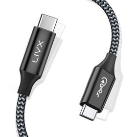 LivX TH01 Action Thunderbolt 4 Type C Kablo 100 W PD Şarj 1 mt 40 GBPS Örgülü Kablo Veri ve Görüntü Aktarım Kablosu
