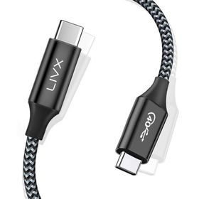 LivX TH02 Action Thunderbolt 4 Type C Kablo 100 W PD Şarj 1.8 Metre 40 Gbps Örgülü Kablo Veri ve Görüntü Aktarım Kablosu
