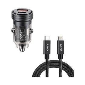 LivX Transparent 45W PD/QC Mini Araç Şarj Cihazı ve 1 m iPhone Hızlı Şarj Kablosu