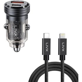 LivX Transparent 45W PD/QC Mini Araç Şarj Cihazı ve 1 m iPhone Hızlı Şarj Kablosu